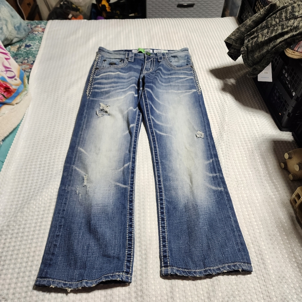 BRAVE NATION EUC WOMEN'S SIZE 30 x 34 EMROIDERED DENIM JEANS PANTS
